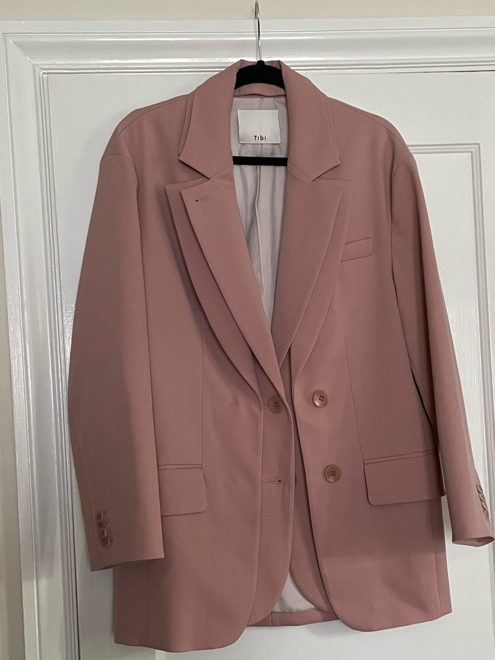 Tibi Cassius Suiting Double Layer Liam Blazer, Toffee Brown, XXS - Picture 7 of 8